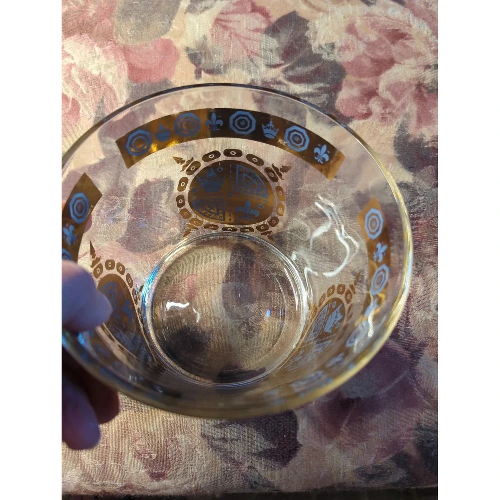 MCM Signed Vito Bari Glass Ice Bucket 22K Gold Vintage